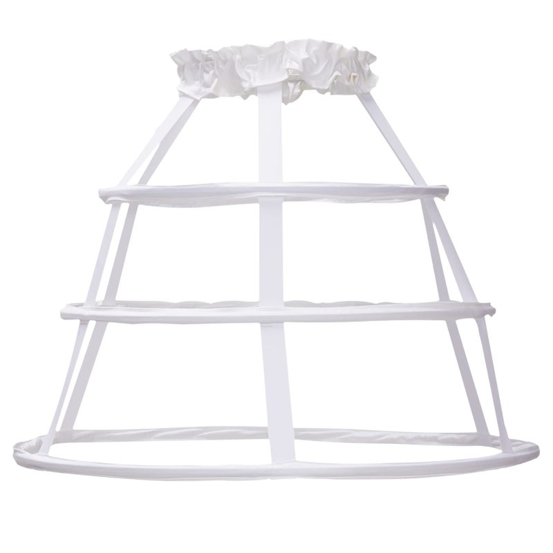 MAYSONG Cage Hoop Skirt Petticoat Dress Pannier Bustle Crinoline Underskirt 3 Hoops White - Image 1